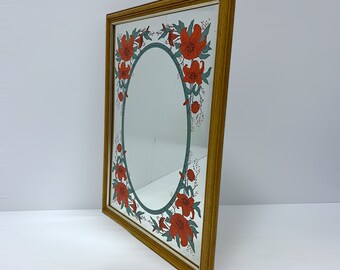 Vintage Lily Flower Mirror, Old Beauty Mirror, Art Nouveau Design Wall Decor, Floral Decorated Bedroom Mirrors