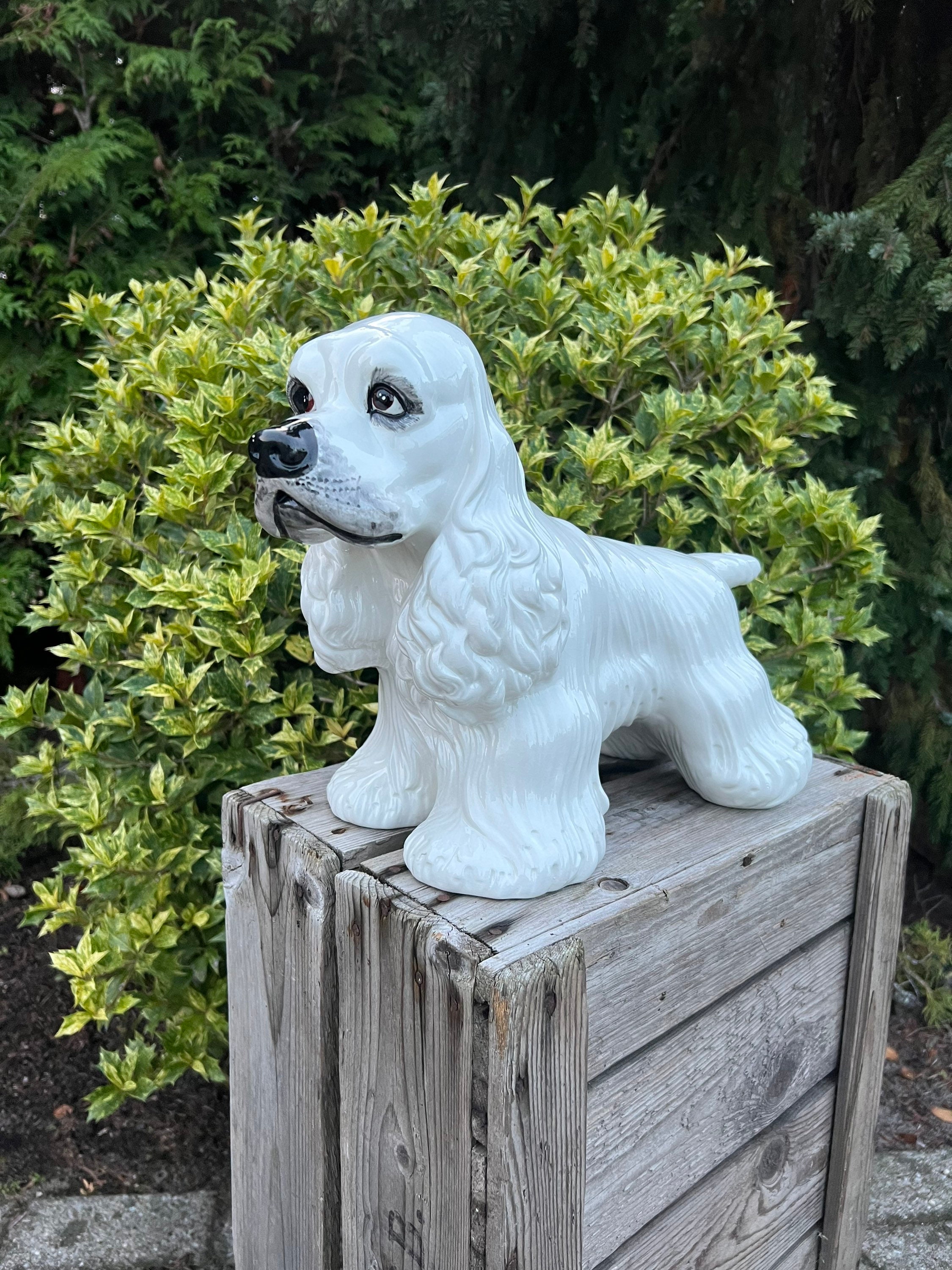 Vintage White Dog Statue Mid Century Italian Design Handmade Etsy