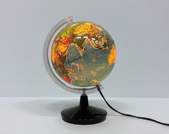 Vintage Globe Lamp, Small Table Light, Planet Earth Map, Educational Tool, Interior Gift Ideas, Technoglobe Italy