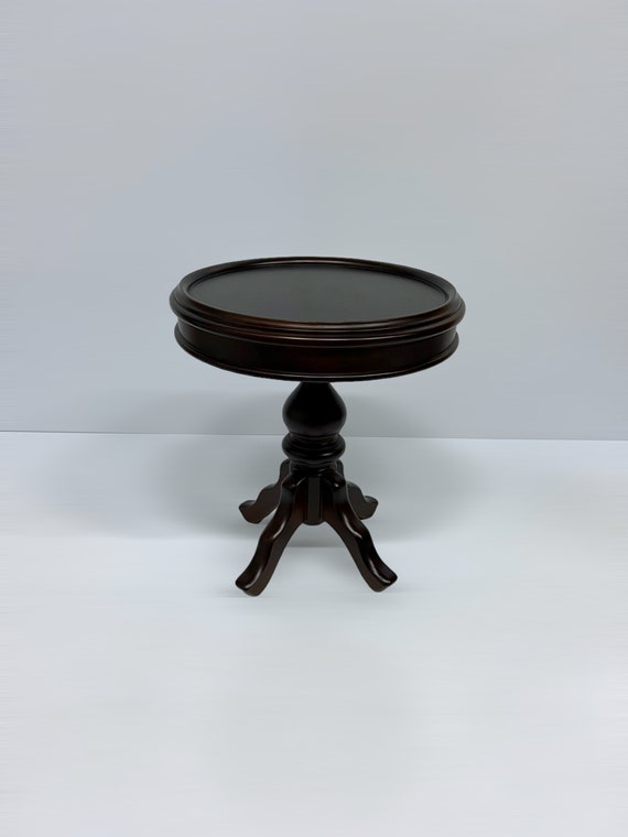 Vintage Antique Side Table, Round Wooden Design, Dovetail Details, Luxury Side Table, Elegant French Interior