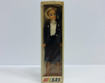 Vintage SAS Flightshop Mini Stewardess Doll Airline, 1970s Made in Holland, New Old Stock, Aviation Cabin Crew Doll, Scandinavian Airlines