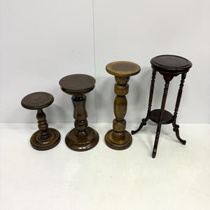 Vintage Wooden Plant & Side Tables, Art Deco Amsterdamse School Styles, Multiple Models, 1930s Dutch Design, Unique Antique Home Decor