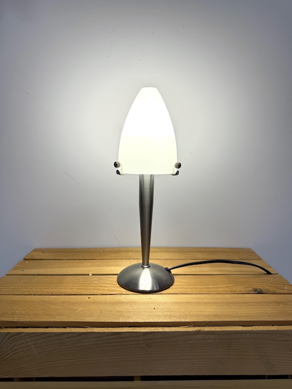 Vintage Table Lamp, Space Age Design, Glass and Chrome, Nineties