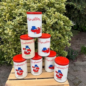 Bear Paddington Storage Cans, Vintage Coffee Tea Containers, Douwe Egberts Holland, Unique Gift Idea, Kitchen Decor Pots