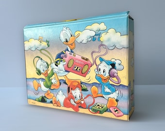 Vintage Music Cassette Case, Donald Duck and Friends, Carrying Case for Tapes, Retro Holiday Gift