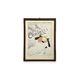CLEARANCE SALE Vintage Confetti Poster by Henri de Toulouse-Lautrec - Vintage Seventies Printed