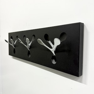 Y2K Chrome & Black Coat Rack, Early 2000s Wall Hooks, Modern Minimalist Metal Hanger, Retro Entryway Decor, Vintage Home Accent