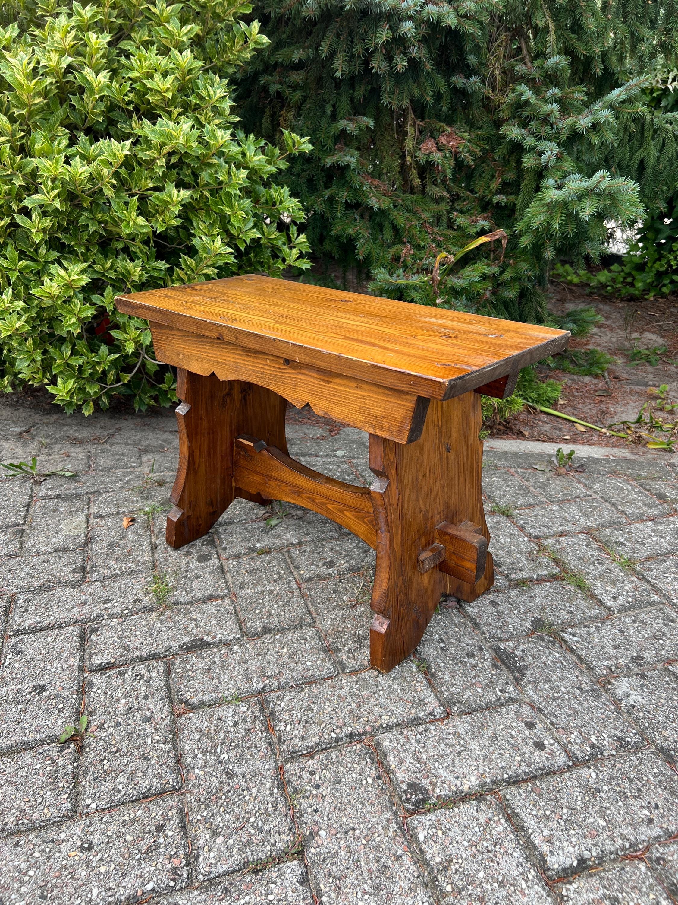 Vintage Wooden Bench, Rustic Farmhouse Hallway Decor, Solid Wood Stool, Brutalist Furniture, Entryway Seating, Rustic Interior Style