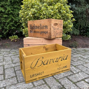 Vintage Wooden Beer Crates Heineken Crate Holland, Bavaria Lieshout Brewery, Dutch Wooden Storage Box Man Cave Home Pub