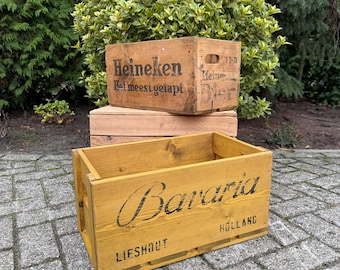 Vintage Wooden Beer Crates Heineken Crate Holland, Bavaria Lieshout Brewery, Dutch Wooden Storage Box Man Cave Home Pub