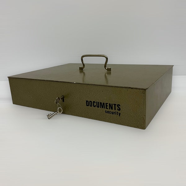 Documents Security Safe, Sturdy Metal Box, Including Keys, Carrying Handle, Home Office Classified Information Docs