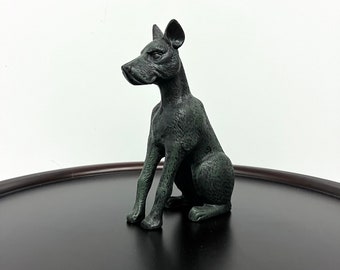 Vintage Cast Iron Dog Statue, Decorative Doorstop, Retro Interior Gifts, Dark Green Black Design