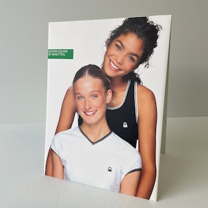 Vintage 90s Benetton Store Display, Rare Double-Sided Cardboard Sign, Oliviero Toscani Advertising, Iconic Fashion Memorabilia Collectible