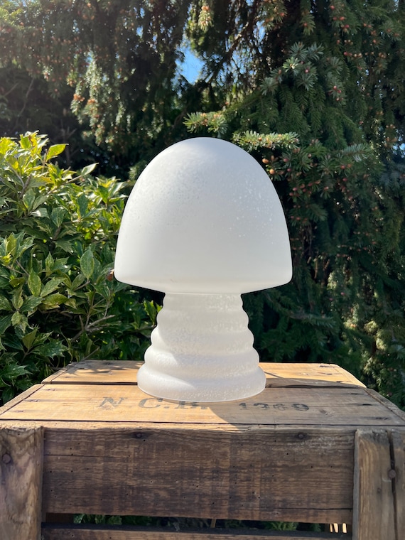 Glass Mushroom Table Lamp, White