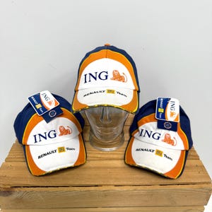 Vintage Formula 1 Hat, F1 Renault Racing Cap, New Old Stock, Vintage F1 Merchandise, White Orange Sun Protection Hat