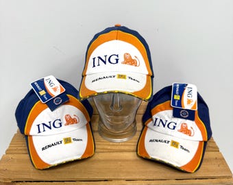 Vintage Formula 1 Hat, F1 Renault Racing Cap, New Old Stock, Vintage F1 Merchandise, White Orange Sun Protection Hat