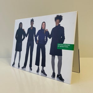 Vintage 90s Benetton Store Display, Rare Double-Sided Cardboard Sign, Oliviero Toscani Advertising, Iconic Fashion Memorabilia Collectible