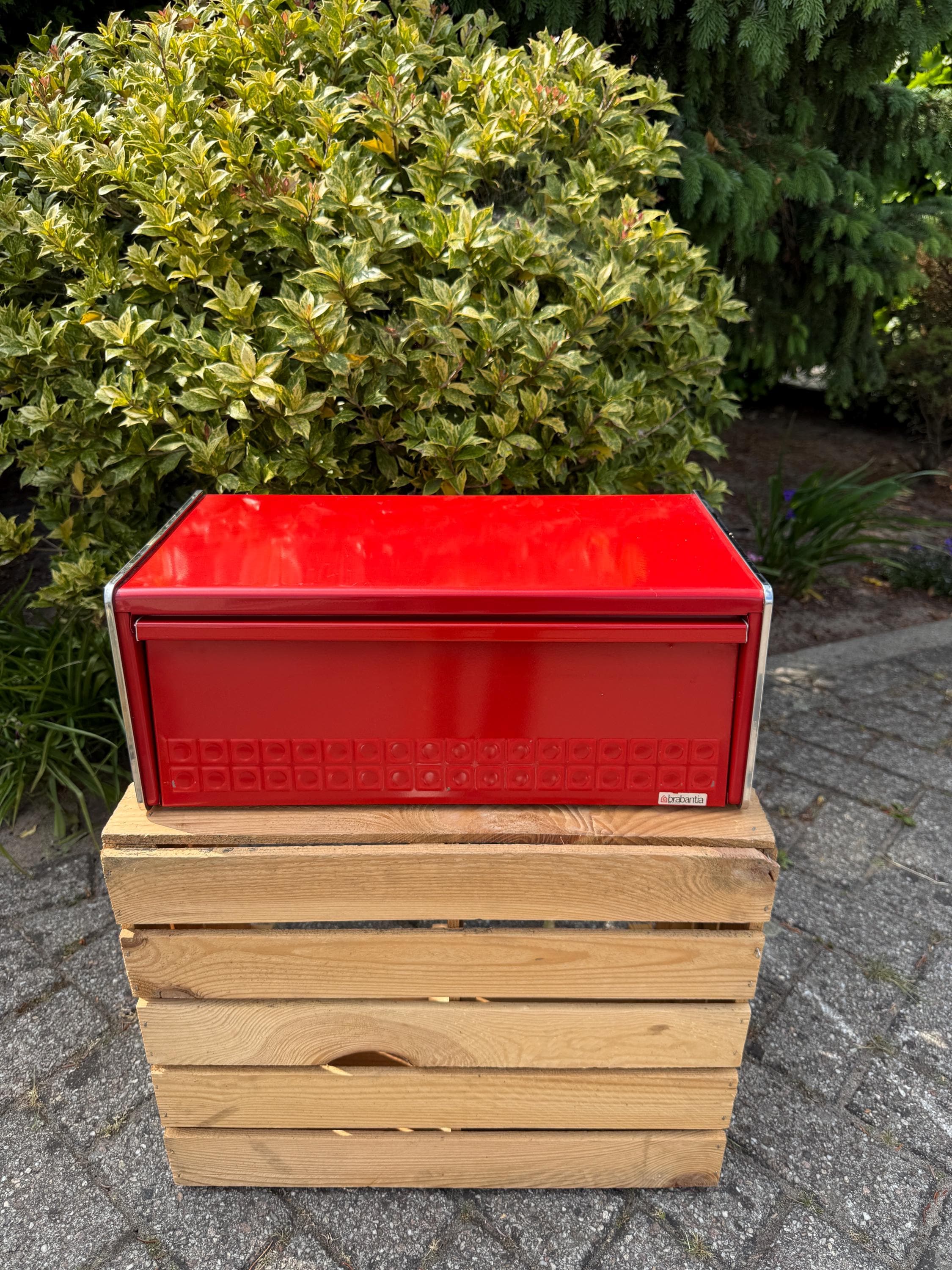 Vintage Brabantia Bread Storage, Seventies Retro Kitchen Container, Zero Waste, Sandwiches Baguette Box, Red Metal Design