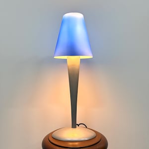 Vintage Ikea Table Desk Lamp B9417, Blue, Glass Shade Metal Base, Rare 90s Scandinavian Retro Office Light