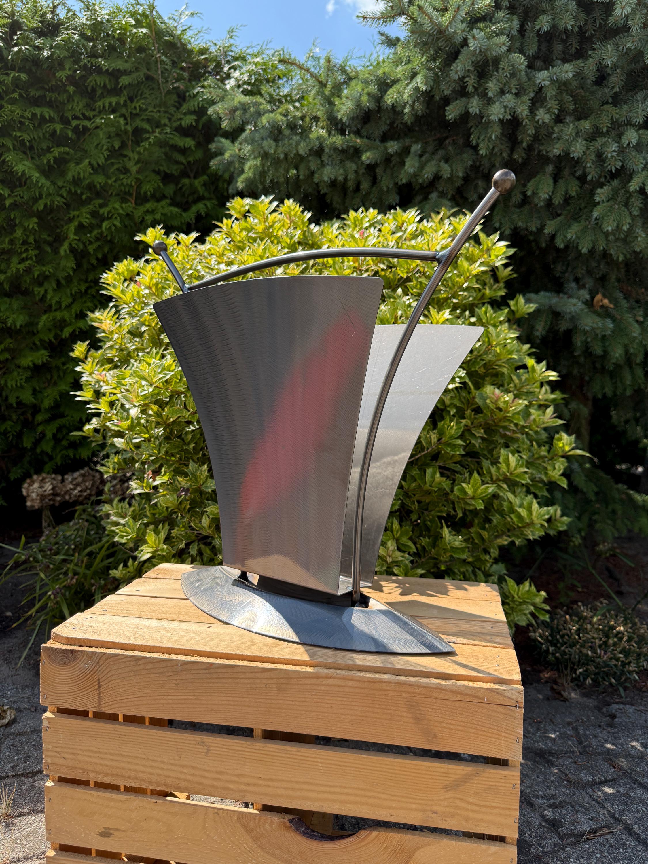 Vintage Metal Magazine Rack, Postmodern Magazine Holder, 90s