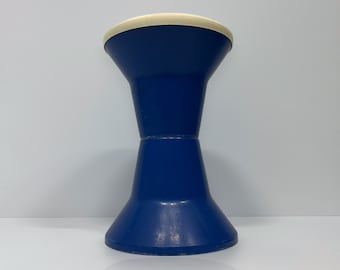 Vintage Space Age Tam Tam Diablo Stool, 1970s Blue Design, Mid-Century Modern Living Room Stool, Retro Plastic Accent Furniture