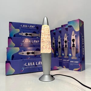 Vintage Lava Glitter Lamp, 1990s Rocket Glass Table Lamp, Space Age Mood Light, Retro Y2K Lighting, New Old Stock, Unique Home Decor