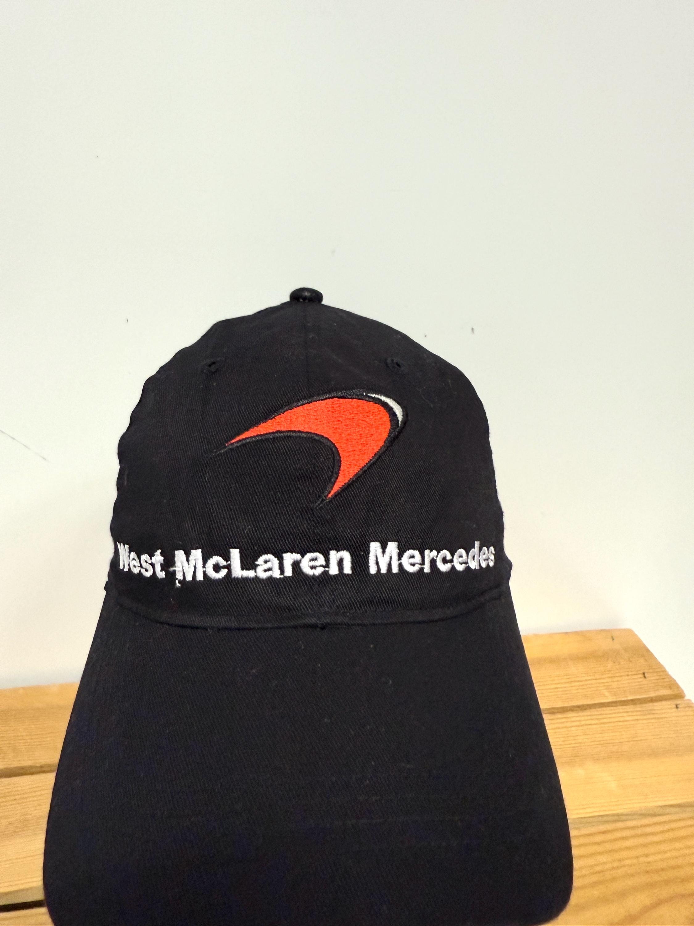 Vintage Mclaren Mercedes F1 Cap, West Racing Team Black Hat, Canon 