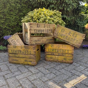 Vintage Wooden 3ES Limonade Crates, Rustic Beverage Crate, Antique Soda Box, Industrial Storage, Collectible Bavaria Bottling Crates