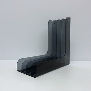 Smoked Grey LP Holder, Vintage Transparent Acrylic Vinyl Record Holder Rack, Space Age Design, Mid Century Music Storage