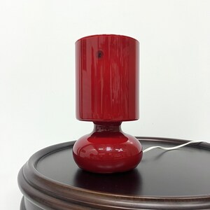 Vintage Ikea Table Lamp, Glass Design Typ Lykta, Red Colored, Modern Interior Style, Bedroom Nightstand Lamp