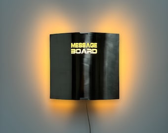 Vintage Message Lamp Display, Belgian Design Lighting Fixture, Space Age Magnetic Notice Panel, Mid Century Office Decor