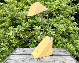 Triangle Desk Lamp, Vintage 80s E-Lite T1502, Yellow Postmodern Design, Space Age Office Light, Retro Desk Lamp, Unique Interior Decor