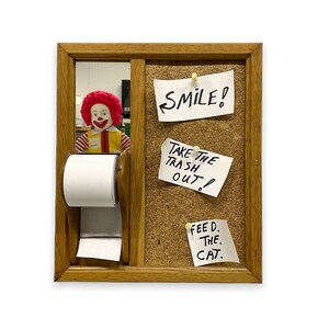 CLEARANCE SALE Cute Vintage Wall Organizer Message Bulletin Board and Mirror - Groceries List Pictures Board