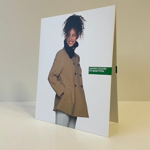 Vintage 90s Benetton Store Display, Rare Double-Sided Cardboard Sign, Oliviero Toscani Advertising, Iconic Fashion Memorabilia Collectible