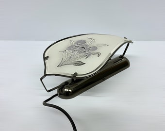 Vintage Wall Lamp, Hollywood Regency Style, Glass Flower Shade, Massive Belgium Design, Bed Reading Light, Metal Frame