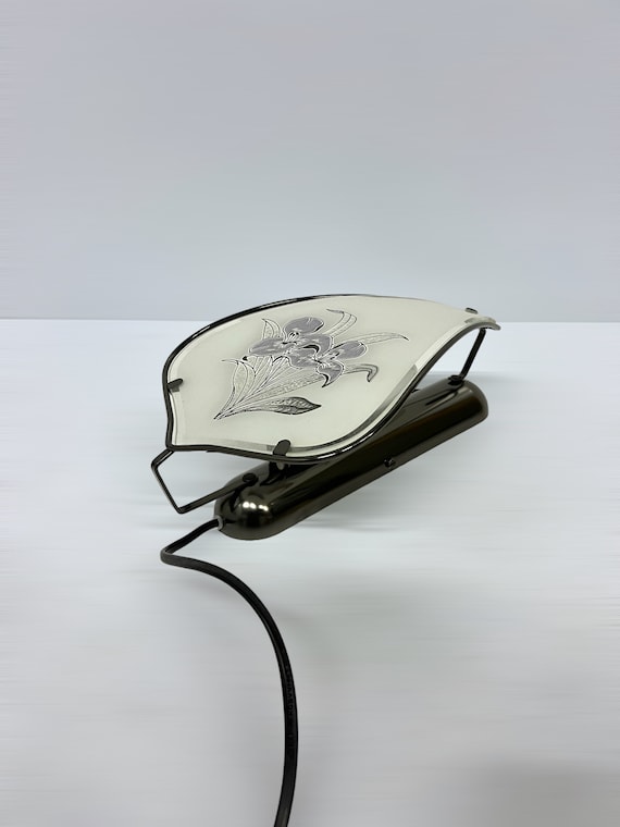 Vintage Wall Lamp, Hollywood Regency Style, Glass Flower Shade, Massive Belgium Design, Bed Reading Light, Metal Frame