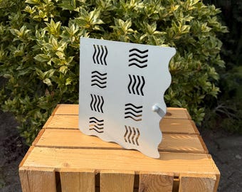 Postmodern Keys Cabinet, Vintage Wall Cabinet, Grey Metal Design, Wavy Pattern, Unique Interior Gift Idea, Nineties Space Age