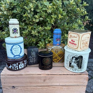 Vintage Mixed Tin Collection, Tea Tins Biscuit Tins Mint Tins, Decorative British Metal Canisters, Collectible Advertising Storage Tins