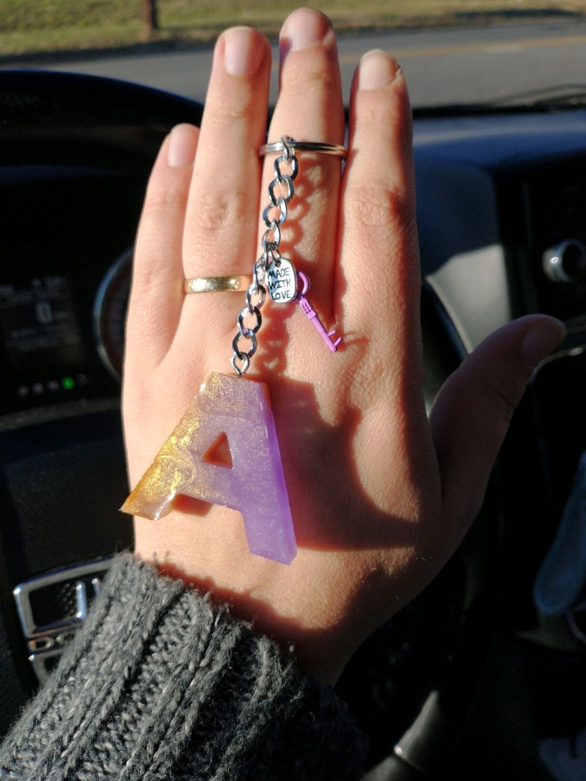 Custom Resin Alphabet Letter Keychain Etsy