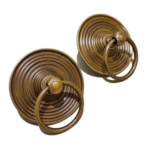 2 pcs - 4.3&quot; inch Vintage Solid Brass Door knob Handle Pull - Antique Old Style Door Knobs pulls handle GBY 02