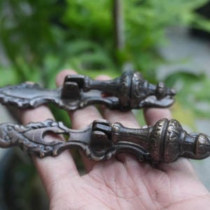 2 pieces - Vintage Brass Drawer pull - Antique classic solid Brass cabinet lock pull knob - door handle