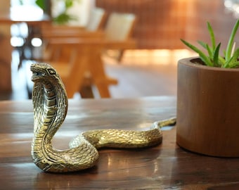 Vintage Solid Brass Cobra Statue - Antique Style Decor