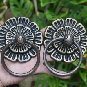 2 pcs - 3.5&quot; inch Vintage Solid Brass Door knob Handle Pull - Antique Old Style Door Knobs pulls handle GBY 013
