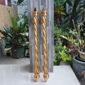 28&quot; inches Pair / 2pcs Set Vintage Gold Taper Thread pattern Brass Door Handle - Brass Dool Pull - Big Door Pull