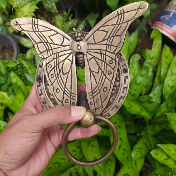 Vintage Brass Butterfly Door Knocker – 7 inch, Entry Door Decor