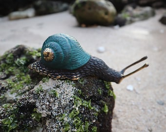 Vintage Brass Snail Figurine for Gift - Animal Statue Bronze desk deco