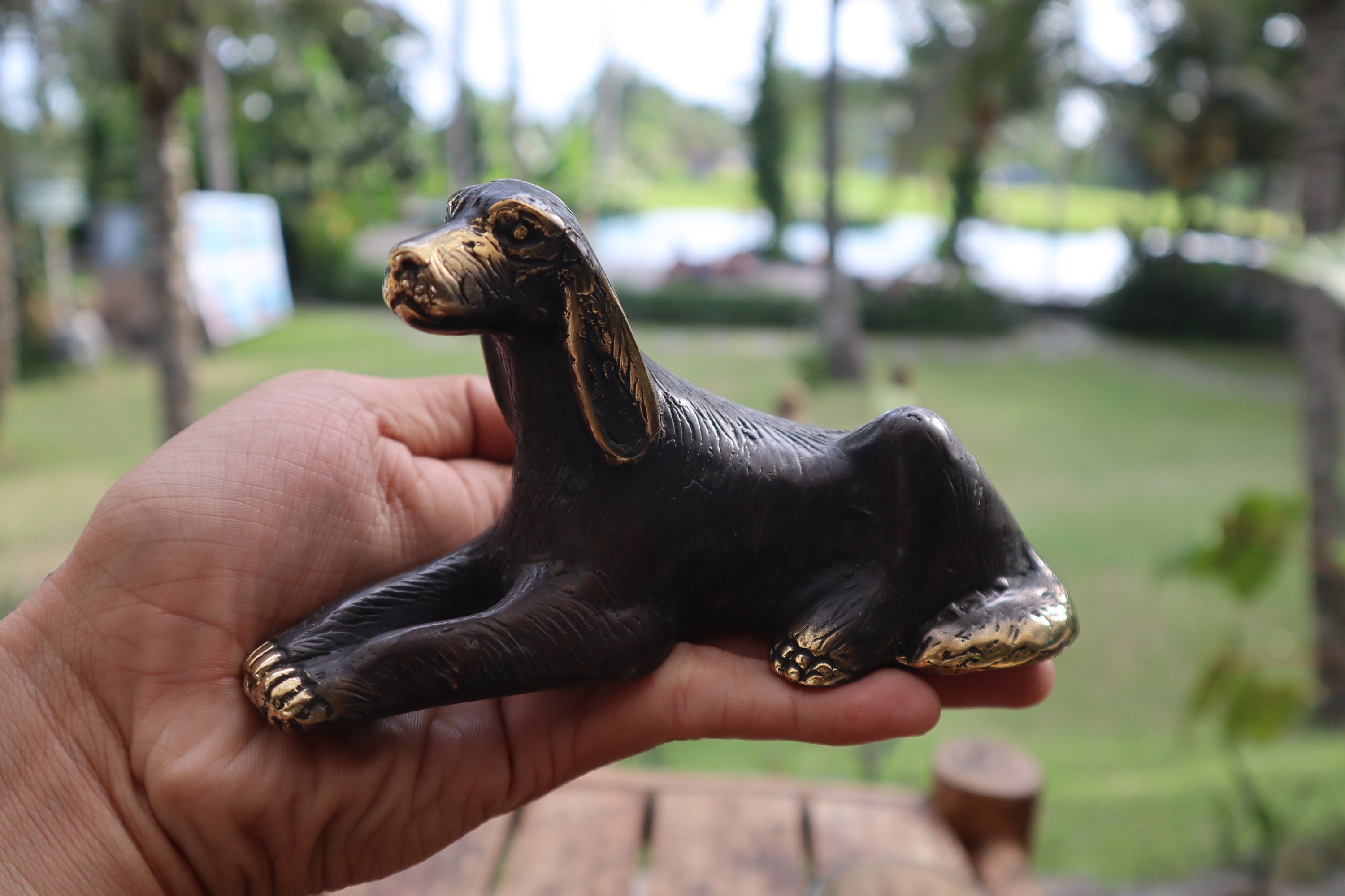 Vintage Brass Dog Statue: Antique Bronze Animal Sculpture - Etsy