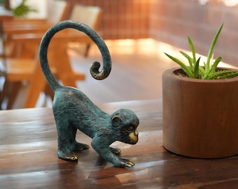 Monkey Brass Statue - Vintage Animal Brass Figurine For Table Decor and Gift