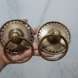 2 pcs - 3.7&quot; inch Vintage Solid Brass Door knob Handle Pull - Antique Old Style Door Knobs pulls handle GBY 017