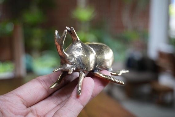 ヴィンテージ カブトムシ 真鍮像 - アンティーク ゴールド カブトムシ